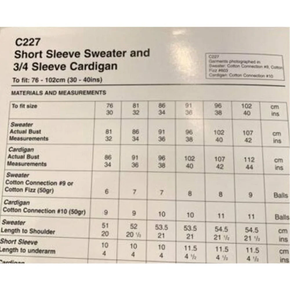 New Hand Knit Yarns by Naturally C227 Sweater Cardigan Knitting Pattern